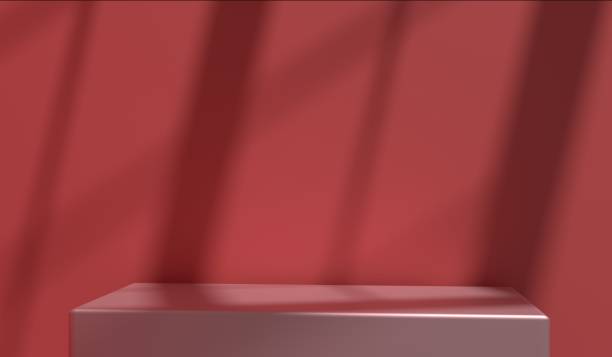 istock Square podium, light and shadow background reflecting on the wall, 3D illustration 2197582326