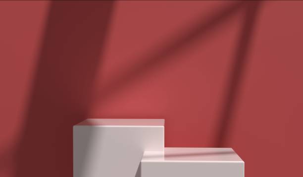 istock Square podium, light and shadow background reflecting on the wall, 3D illustration 2197582327