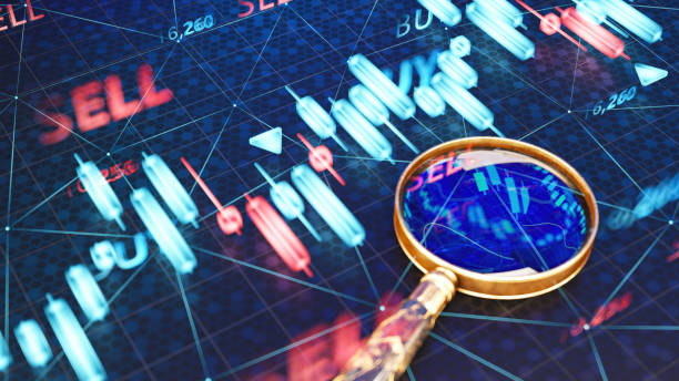 istock Modern Stock Market Analysis Financial Growth Concept with a Magnifier 2197584374