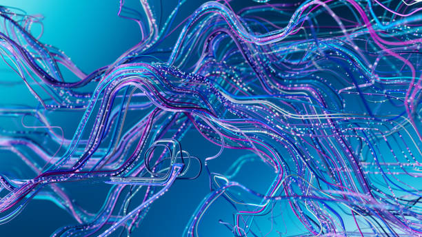 istock Ethereal Harmony: Intertwined Waves of Purple and Blue Light 2197586386