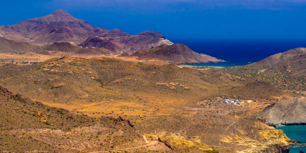 Panoramic View from Vela Blanca Volcanic Dome, Cabo de Gata-Nijar Natural Park, UNESCO Biosphere Reserve, Hot Desert Climate Region, Almeria, Andalucia, Spain, Europe