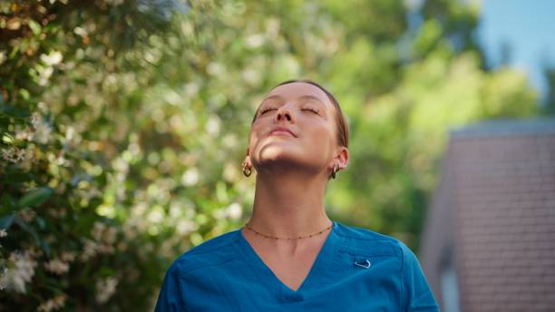 Nurse Enjoying a Peaceful Moment in Nature