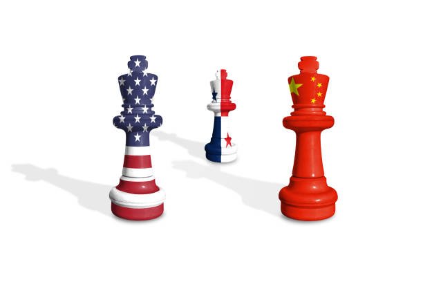 istock Chess made from US, China and Panama flags on a white background 2197593950