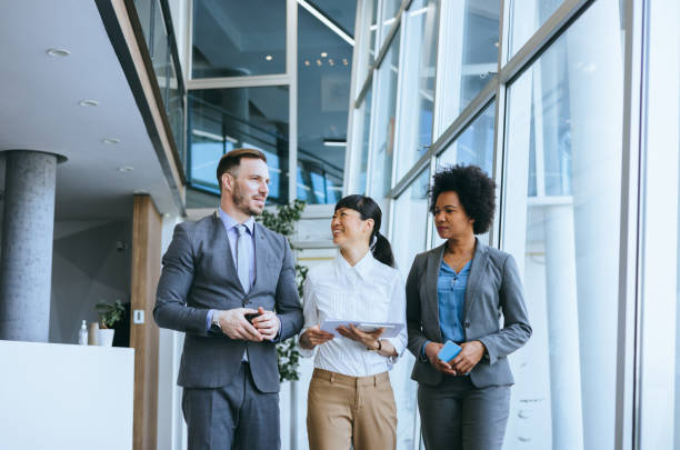 Business team discussion in modern office
