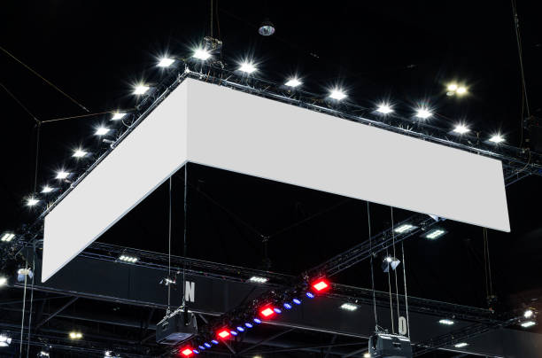 istock Hanging mock up white banner corner billboard 2197604015