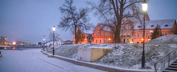 istock night winter city center Minsk. 2197605955