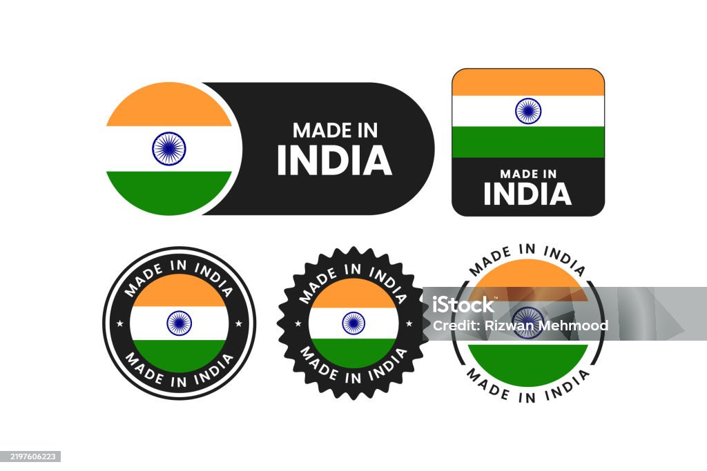 India Label Set Of Made In India Labels Stickers Label Tags Banners Stock ...