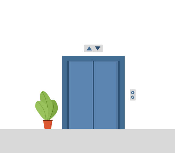 stockillustraties, clipart, cartoons en iconen met empty elevator hall image - lift