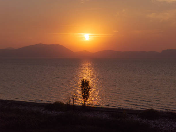 Beautiful sunset on Lake Egirdir (Eğirdir) in Isparta, Turkiye.