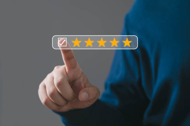 istock A person confirming a five-star rating, symbolizing satisfaction and positive feedback in a digital environment. 2197613910
