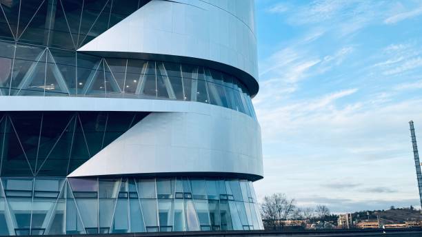 Stuttgart, Germany - 1/31/2025, Mercedes Benz museum seen from the road