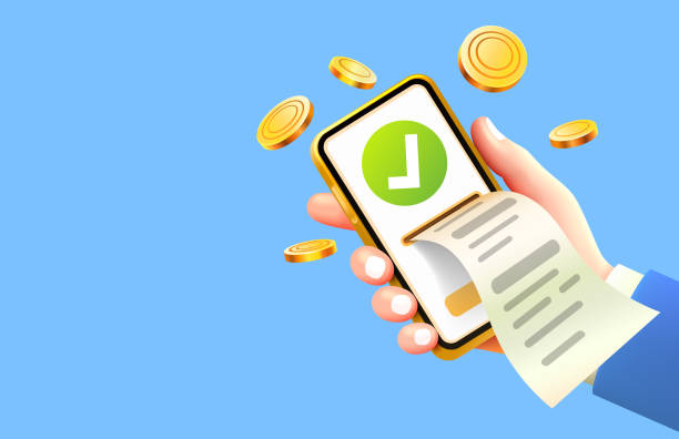 istock Check smart phone service, mobile pay sale, banner financial. Vector illustration 2197615462