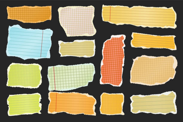 istock Ripped paper strips. Realistic crumpled paper scraps with torn edges. Shreds of notebook, book or old newspaper pages. Trendy collage elements. Vector illustration 2197617149