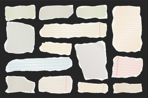 istock Ripped paper strips. Realistic crumpled paper scraps with torn edges. Shreds of notebook, book or old newspaper pages. Trendy collage elements. Vector illustration 2197617225
