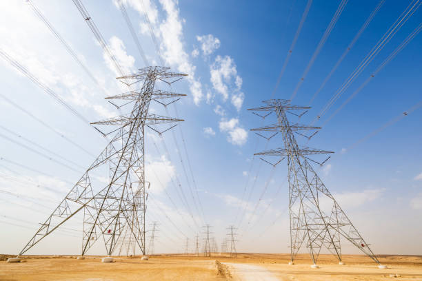 istock Electricity pylons in Middle East 2197623338