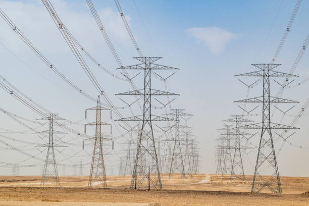 istock High voltage electricity pylon infrastructure in Saudi Arabia 2197623345