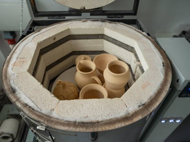 Ceramic dishes in a special kiln. School of Ceramics