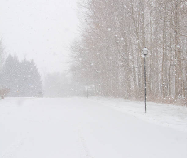 istock Empty Road in a snowstorm- Howard County, Indiana 2197627608