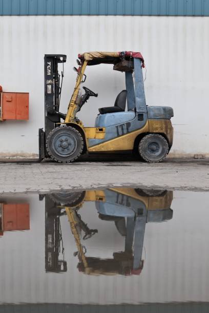 Forklift isolated on white background. High quality 3d illustration