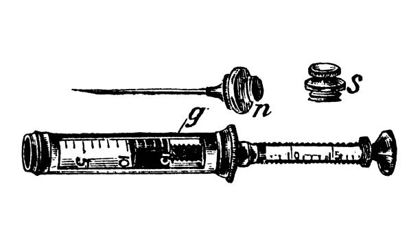 Antique illustration (1898): Hypodermic injection