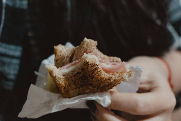 Grilled Ham and Cheese Sandwich in Hand