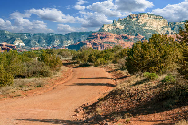 Dirt road in the Coconino National Forest near Sedona, Arizona. Southwest USA.
