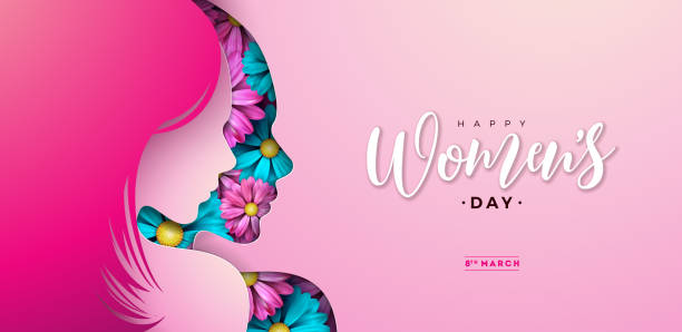 istock 8 March. Happy Women's Day Floral Illustration. International Womens Day Vector Design with Spring Colorful Flower and Young Woman Face Silhouette on Pink Background. Women or Mother Day Theme Template for Flyer, Greeting Card, Web Banner, Holiday Poster 2197631678
