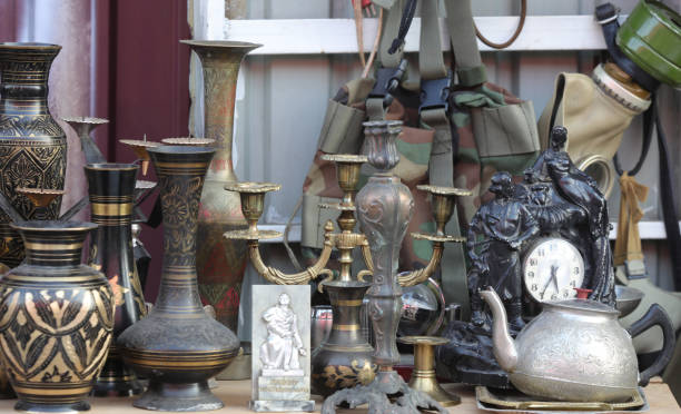 istock counter with ancient copper jugs and utensils 2197632044