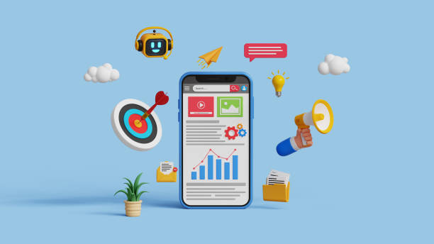 istock Digital marketing automation. Analytics dashboard, SEO, growth, advertising, campaign. Business strategy with KPI. AI powered workflow. 3D analytics dashboard on smartphone with digital marketing icon 2197640364