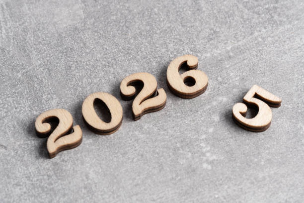 istock New Year 2026. Wooden numbers on gray background. Copy space. 2197647197