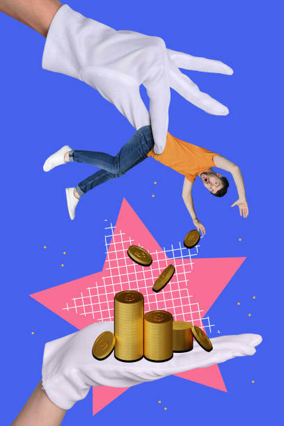 istock Composite collage image of nervous entrepreneur hands pulling trading invest earning money billboard comics zine minimal 2197647901