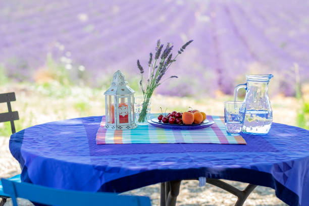 French table in a lavender field. France