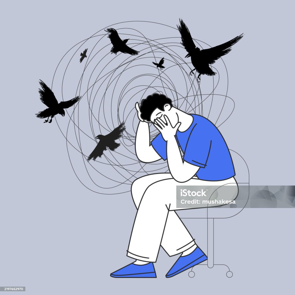 Human Paranoia A Man With Paranoia And Phobia Stock Illustration - Download Image Now ...