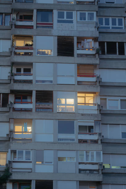 istock Brutalism Soviet architecture buildings in New Belgrade Block district 2197658580