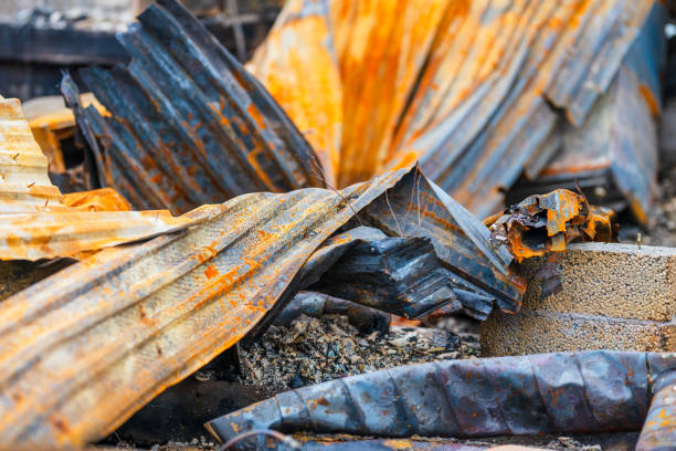istock pile of twisted rusted metal debris from collapsed structure.. 2197658706