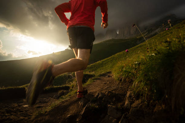 istock Man trail running on mountain: the Dolomites 2197658820