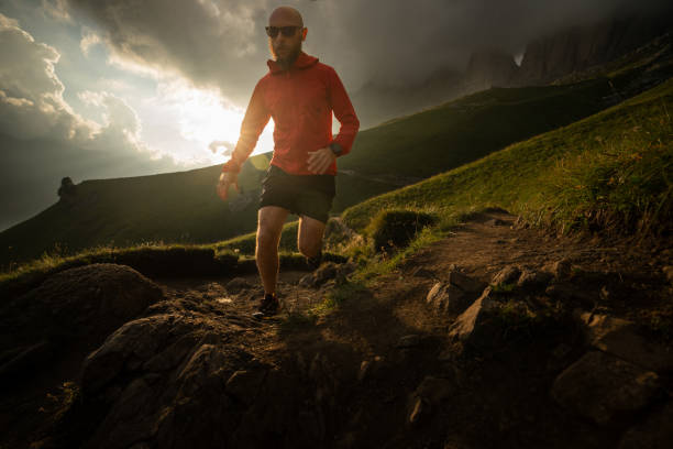 istock Man trail running on mountain: the Dolomites 2197658836