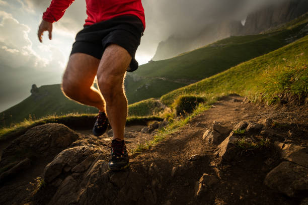 istock Man trail running on mountain: the Dolomites 2197658839
