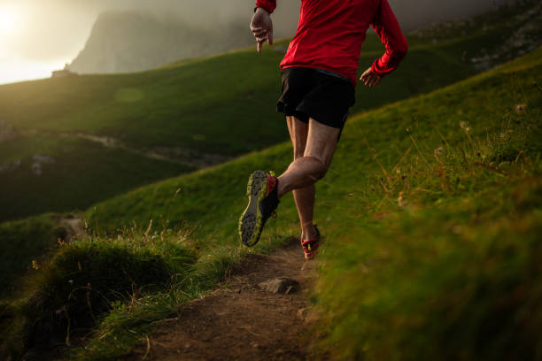istock Man trail running on mountain: the Dolomites 2197658850