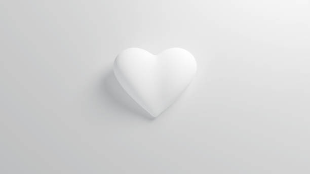 istock White heart with soft shadow on a white background. Valentine's day romantic backdrop. 3d render illustration. 2197662755