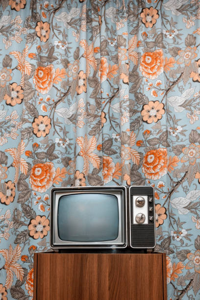 istock Retro Tube Television in Living Room 2197662921