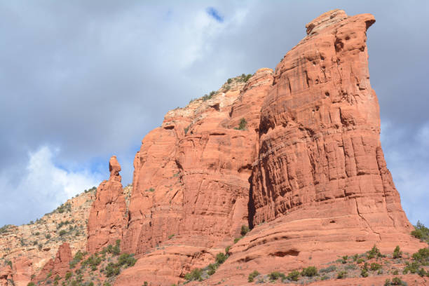 Sunny seasonal vista on Coffee Pot Rock, a notable red rock prominence in West Sedona, northern Arizona.