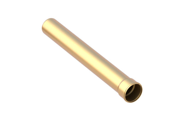 istock Golden PVC plastic tube isolated on white background. 3d render 2197671789