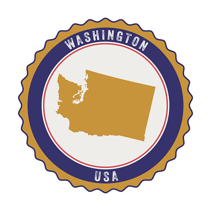 Washington State Lable Washington Usa State Map On A Retro Badge Label On A Transparent Base ...