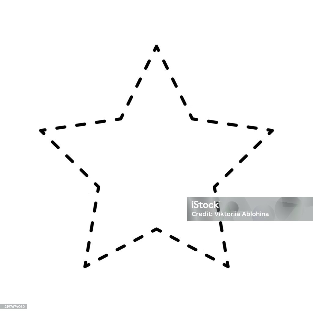 Dashed Star Vector Dashed Star Form Isolated On White Background Simple Geometric Shape ...