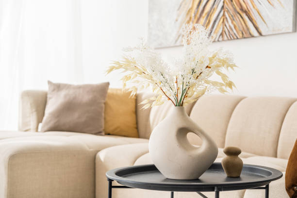 istock Modern living room with natural elements and stylish decor accents 2197674169