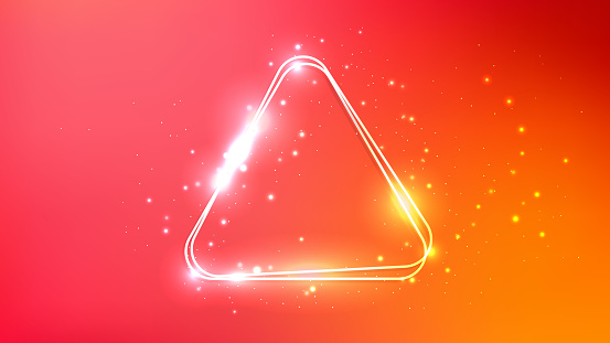 Double Triangle Frame Neon Rounded Double Triangle Frame With Shining Effects Stock ...