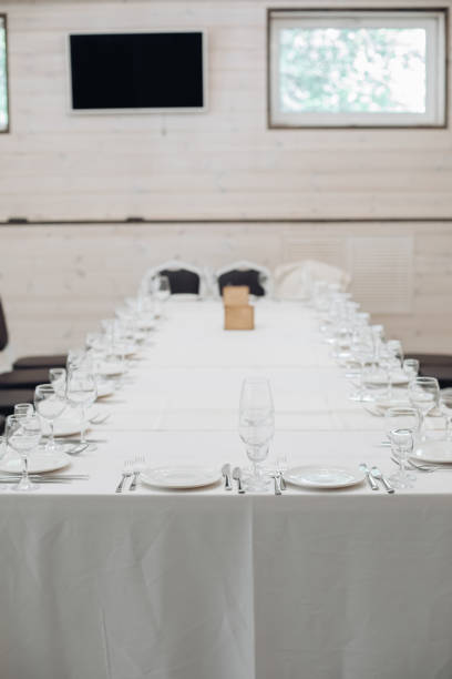 istock restaurant table setting, banquet, dishes are on the table 2197674719