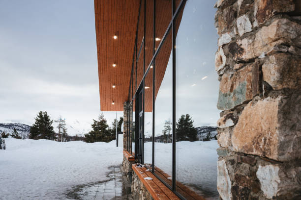 Luxury Villa Exterior at winter.