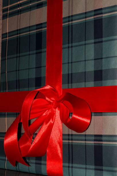 red gift box with golden ribbon